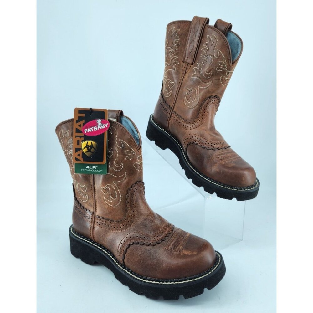 NEW Ariat Fatbaby Womens Size 7 B Western Saddle Brown Leather Rodeo Boots FLAWS